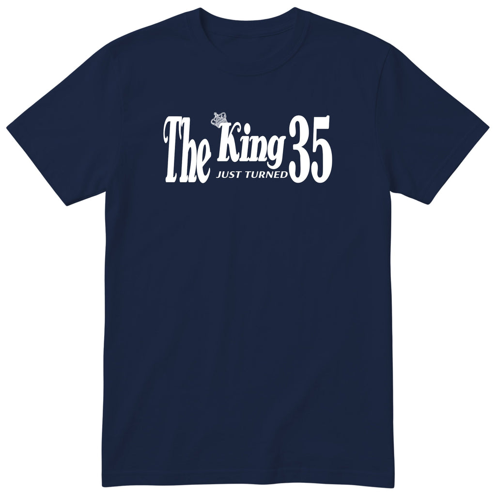 The King Just Turned 35 navy t-shirt