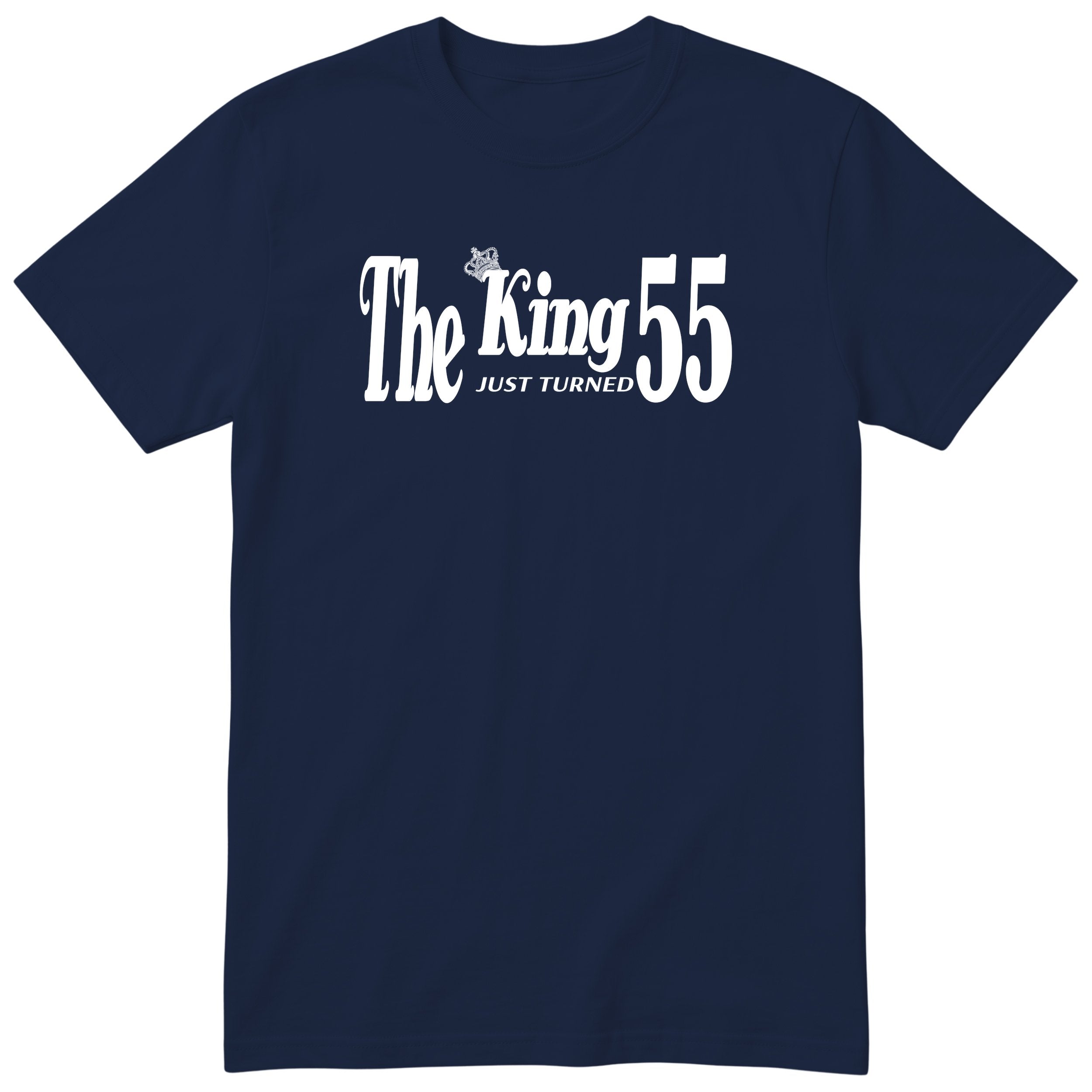 The King Just Turned 55 navy t-shirt