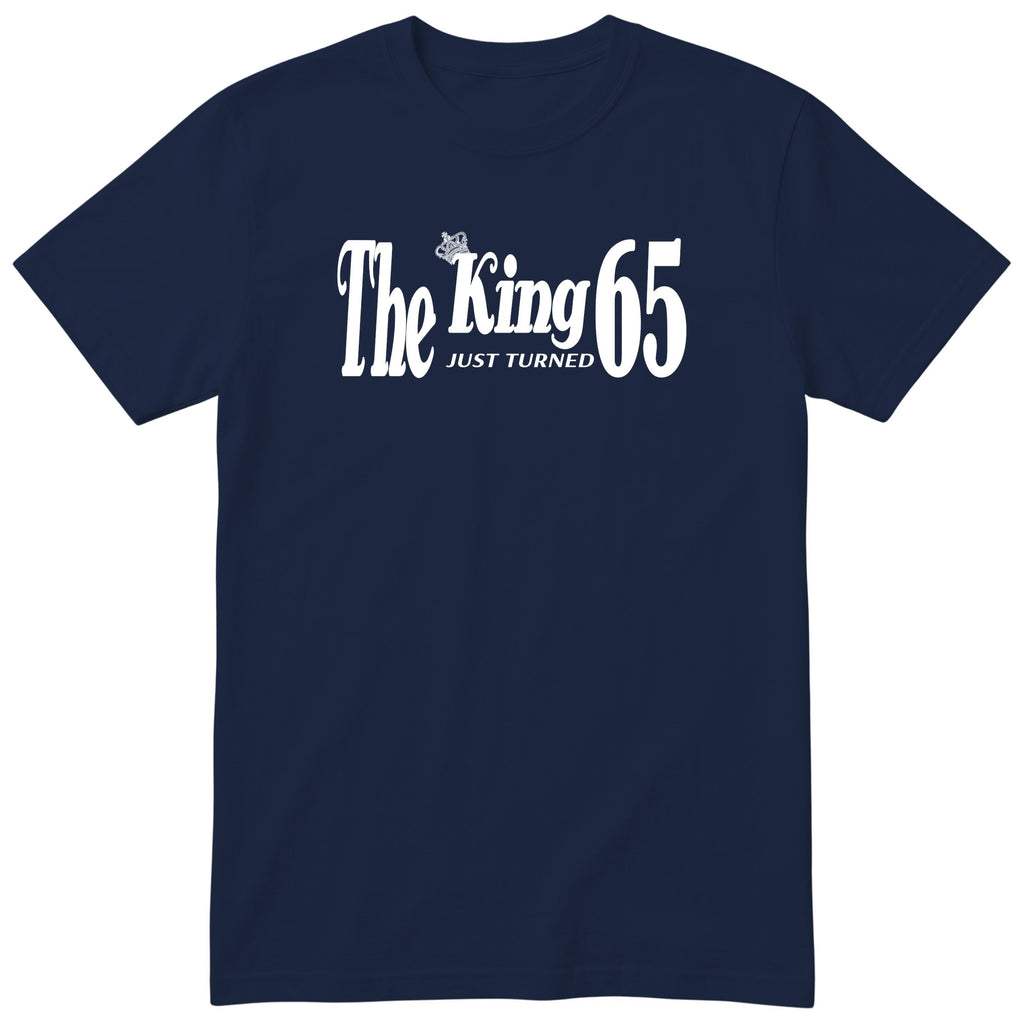 The King Just Turned 65 navy t-shirt