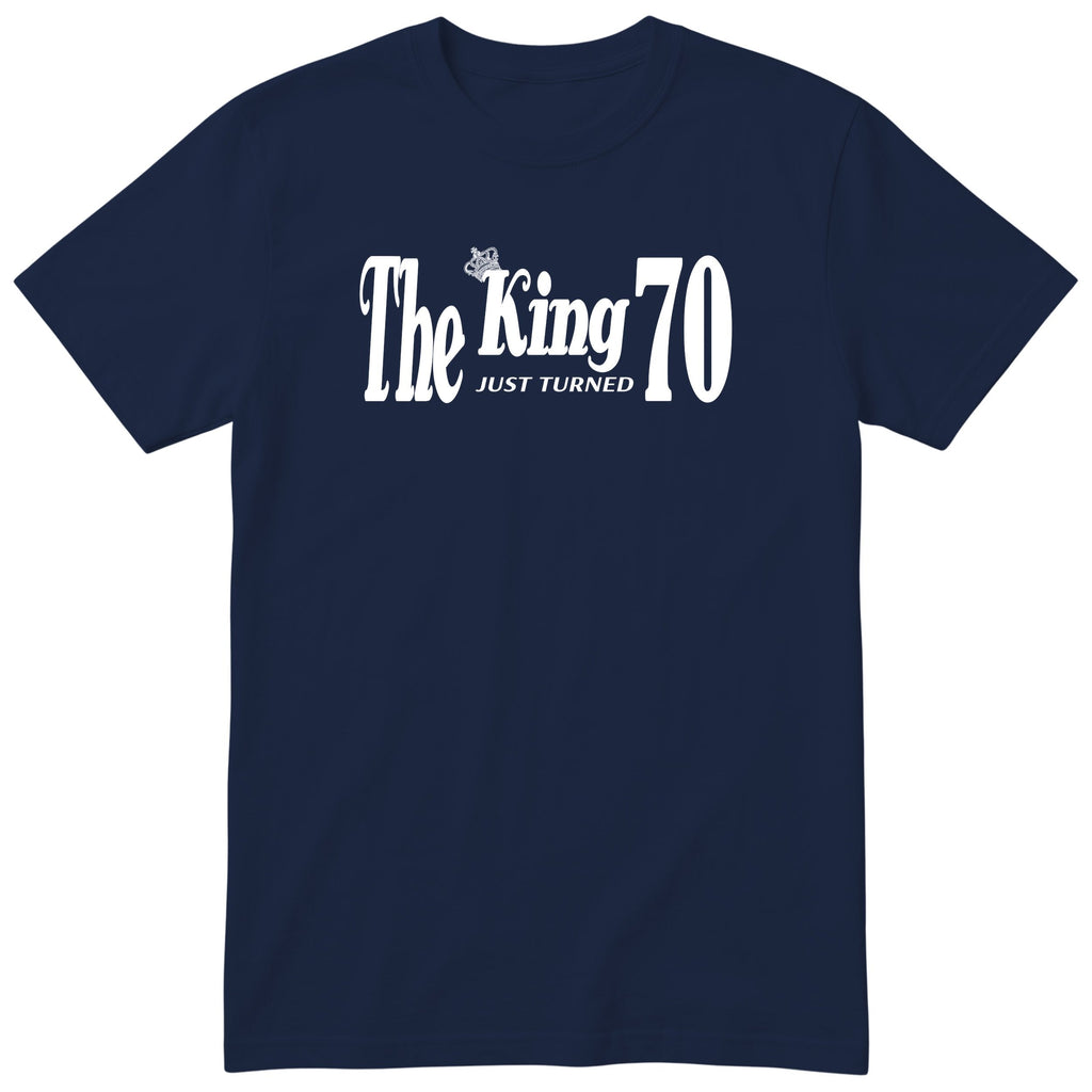 The King Just Turned 70 navy t-shirt