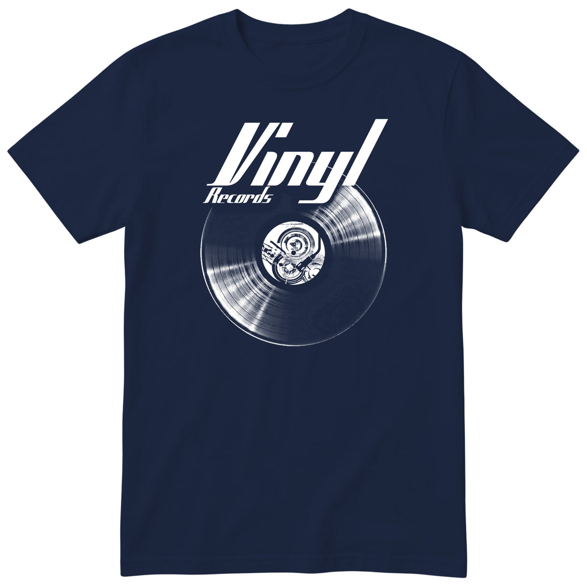 Navy Vinyl Records t-shirt - vinyl record print, gift for vinyl lovers, GitGraf
