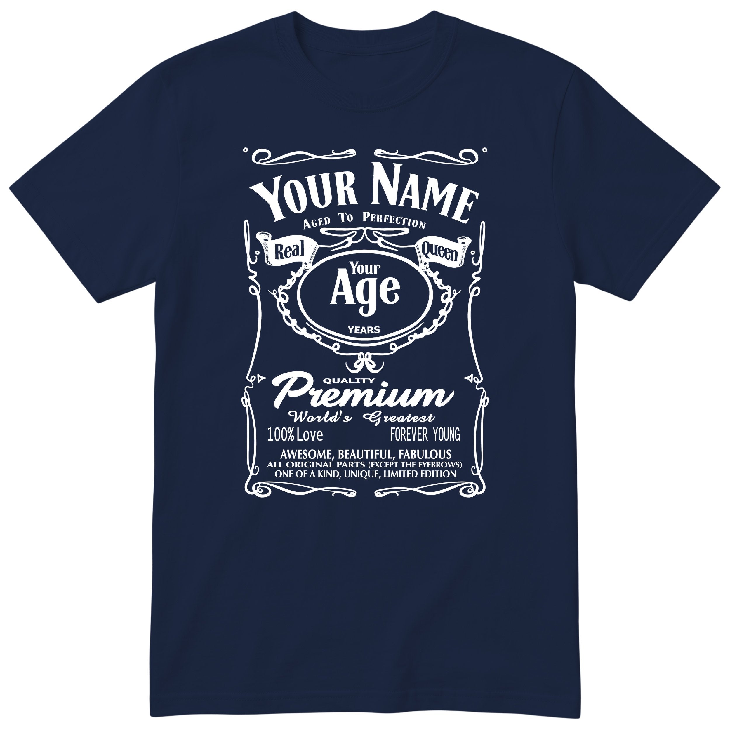 Personalised Legend Real Queen Birthday T-Shirt - Navy