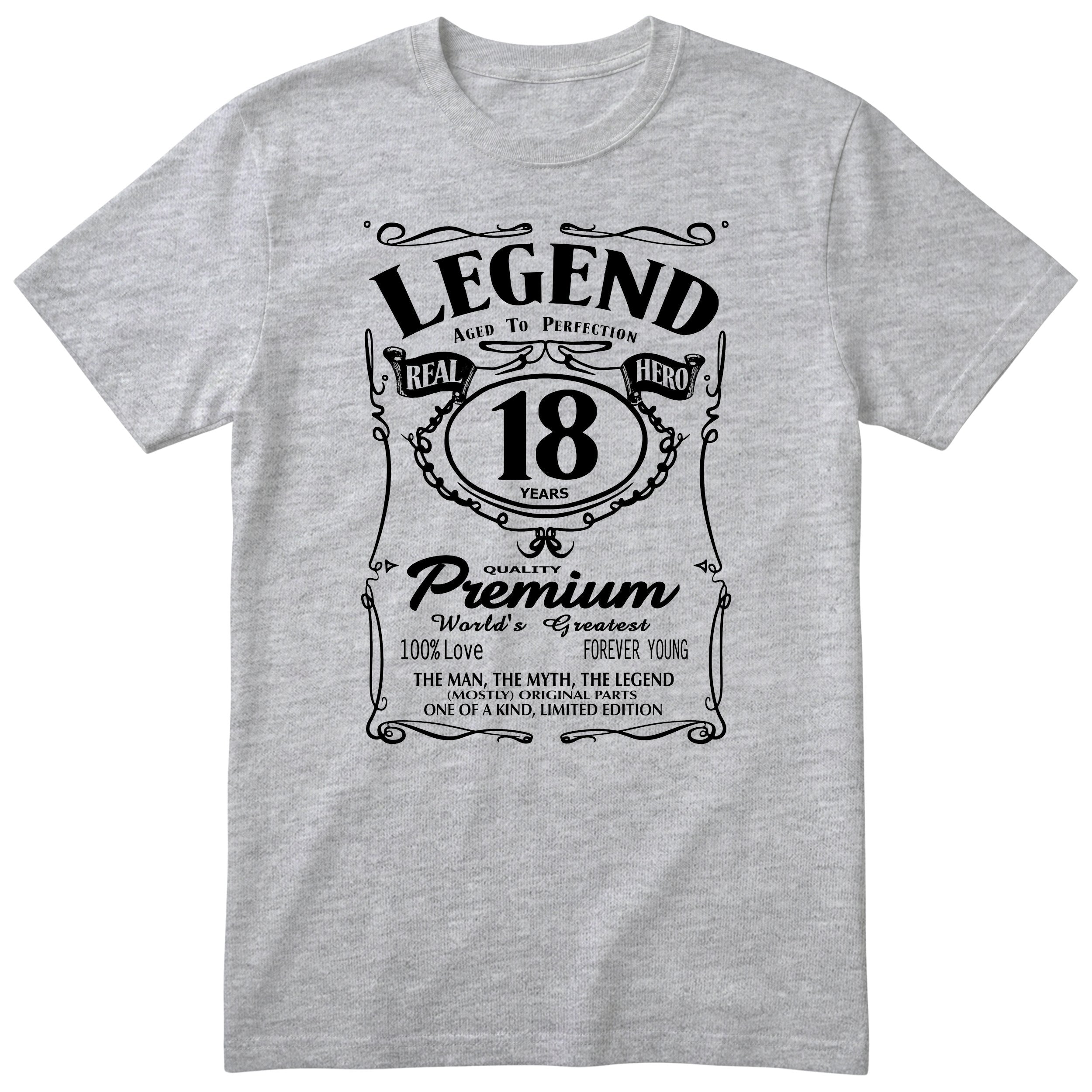 Legend 18th Birthday T-Shirt - Retro Label Gift for Son - Heather Grey