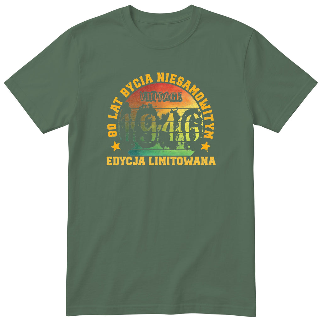Koszulka Rok 1946 80 Lat Bycia Niesamowitym - oliwkowa
