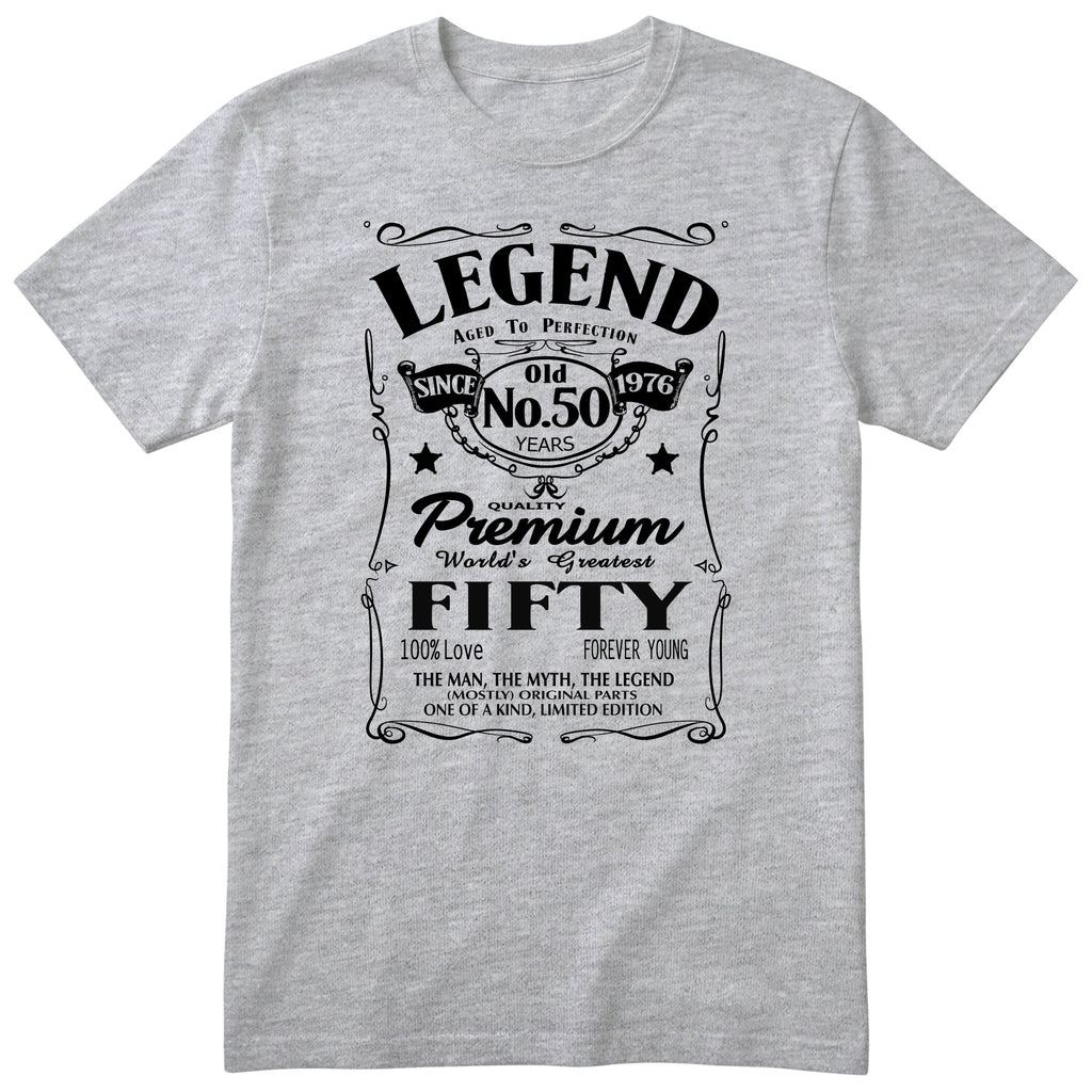 Koszulka na 50 Urodziny dla Mężczyzny – Legend Retro Label | Śmieszny Prezent
