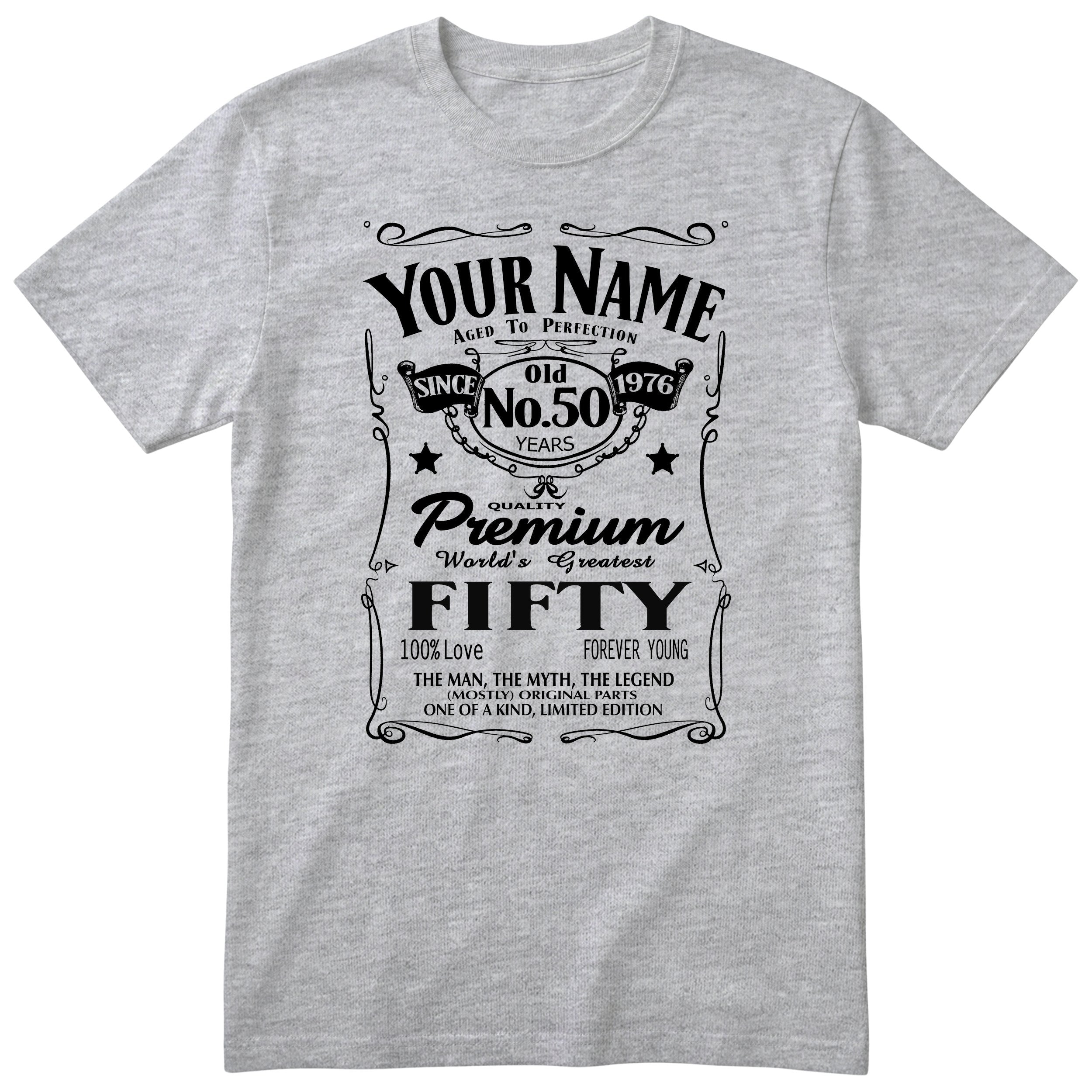 Personalised 50th Birthday T-Shirt - Aged to Perfection Gift for Him