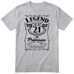 Legend 21st Birthday T-Shirt - Retro Label Gift for Son - Heather Grey