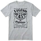 Legend 45th Birthday T-Shirt - Retro Label Gift for Him - Heather Grey