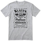 Śmieszna polska koszulka urodzinowa na 50 lat dla mężczyzny - vintage label design Klasyk Człowiek Bohater Legenda