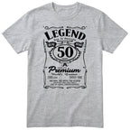 Legend 50th Birthday T-Shirt - Retro Label Gift for Him - Heather Grey