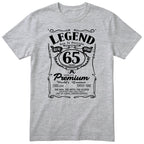 Legend 65th Birthday T-Shirt - Retro Label Gift for Dad - Heather Grey