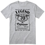 Legend 70th Birthday T-Shirt - Retro Label Gift for Grandad - Heather Grey