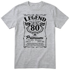 Legend Real Queen 80th birthday t-shirt for women in heather grey - Gildan 64000 vintage label