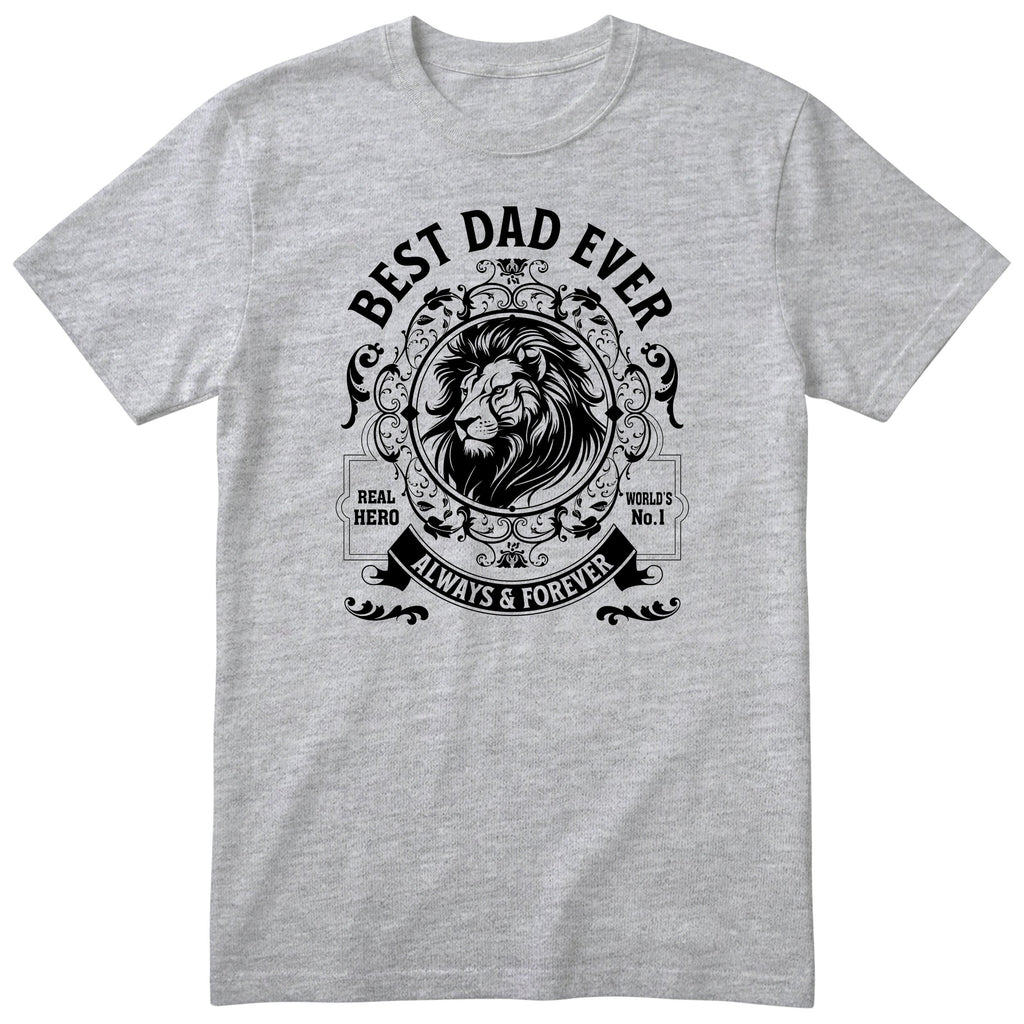 Best Dad Ever Lion T-Shirt - Heather Grey