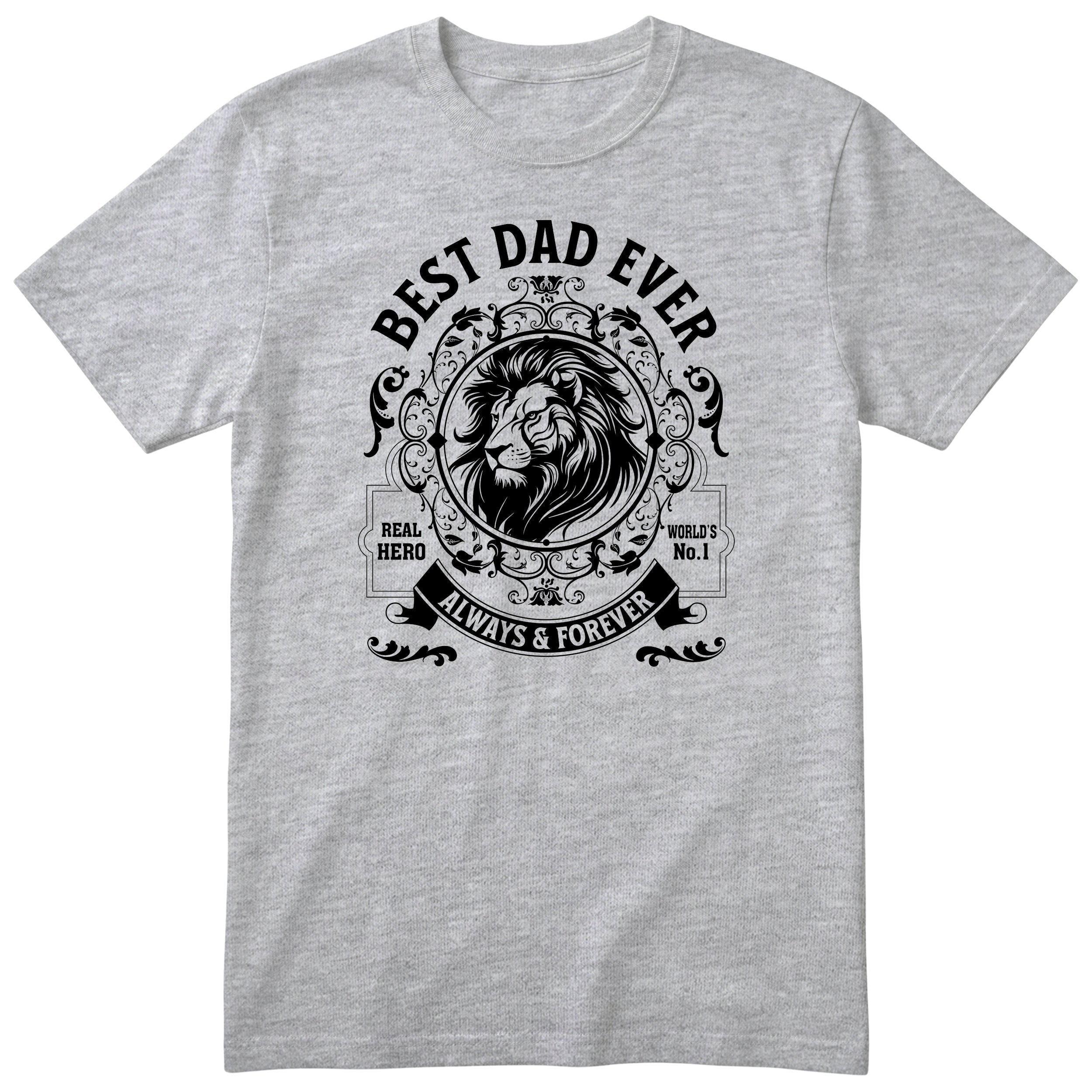 Best Dad Ever Lion T-Shirt - Heather Grey