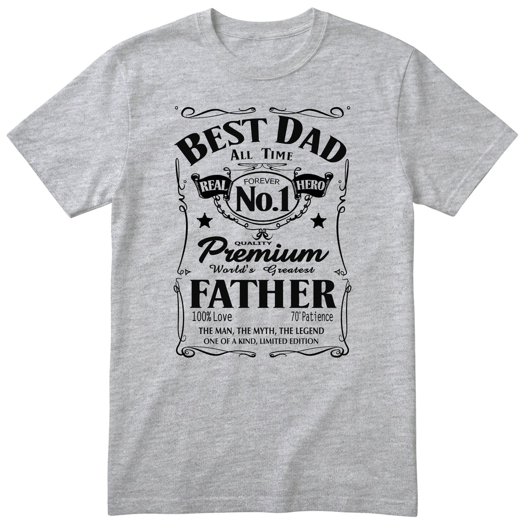 Best Dad Real Hero Whisky T-Shirt - Heather Grey