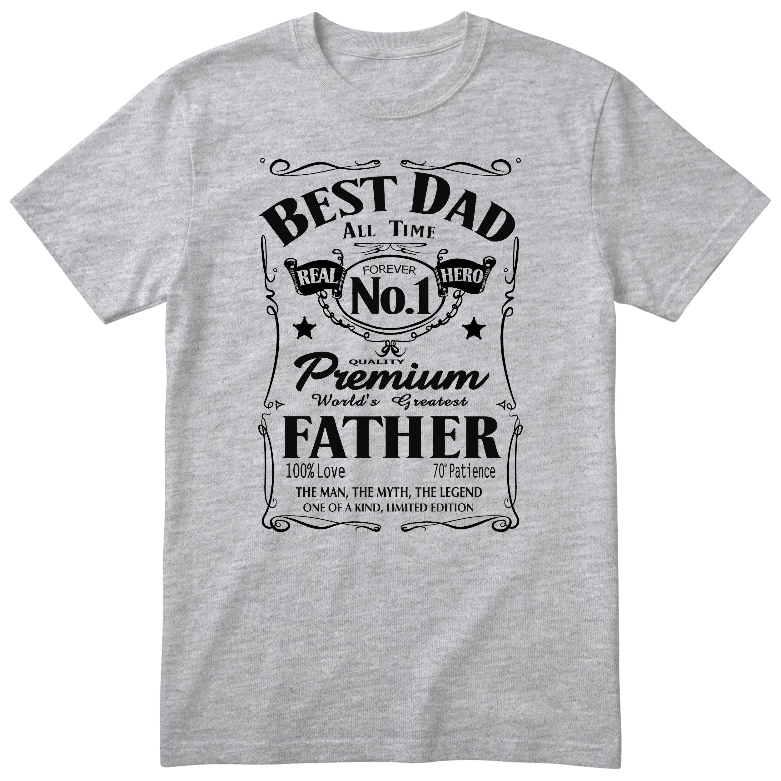 Best Dad Real Hero Whisky T-Shirt - Heather Grey