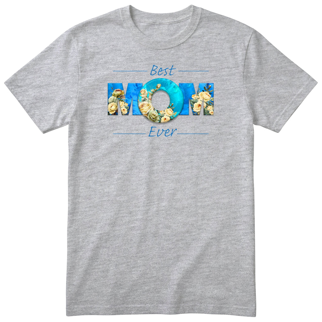 Best Mom Ever Blue Roses - Heather Grey