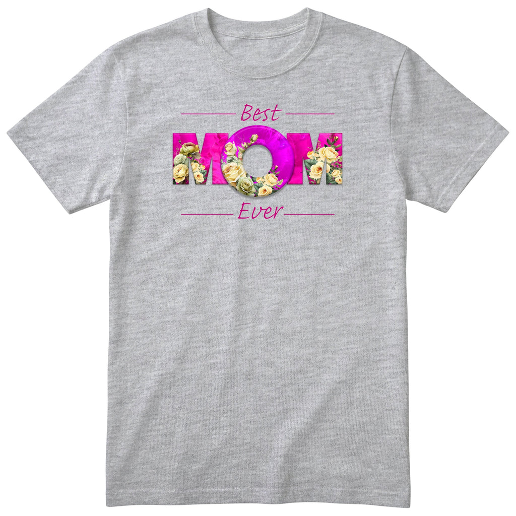 Best Mom Ever Pink Roses - Heather Grey