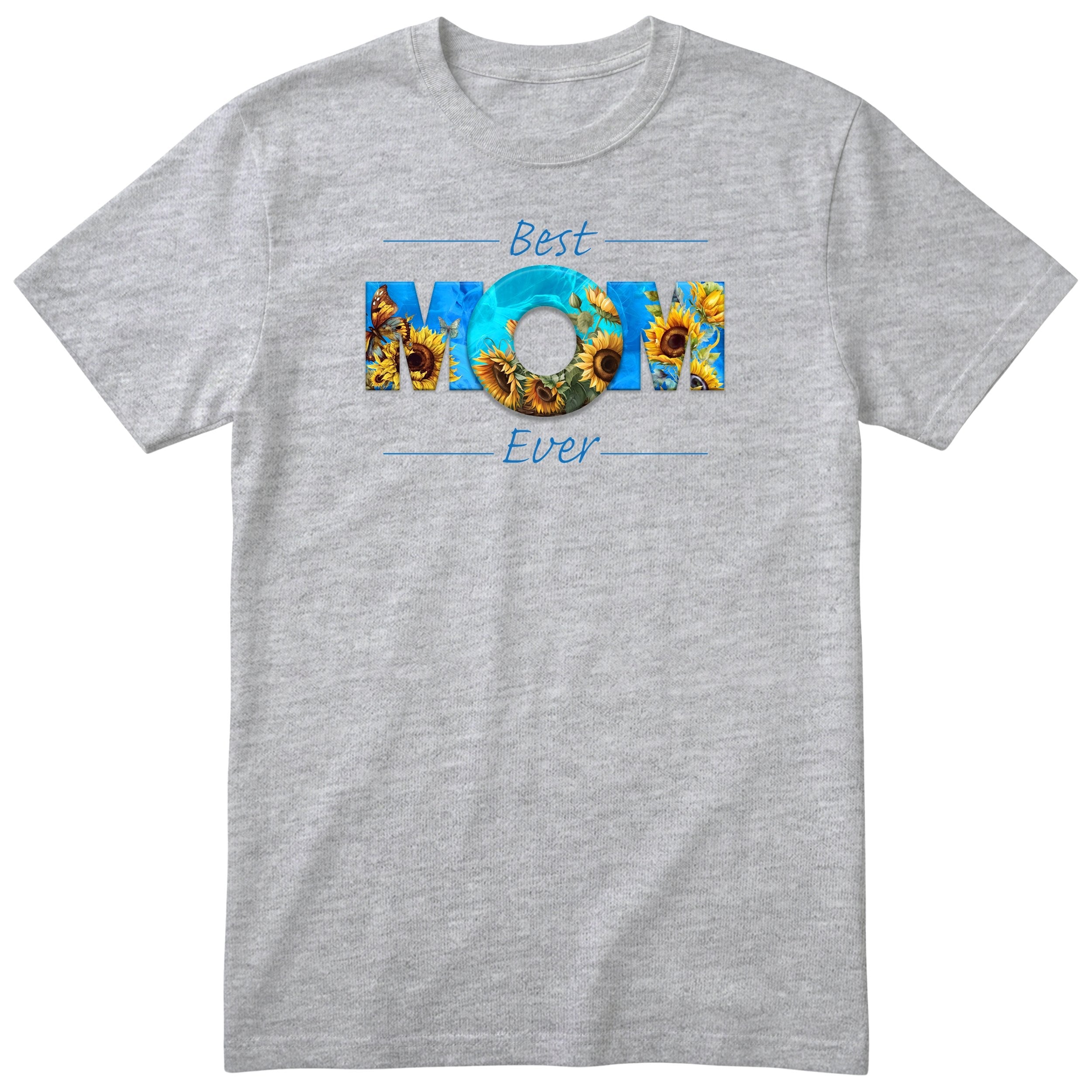Best Mom Ever Blue Sunflower - Heather Grey