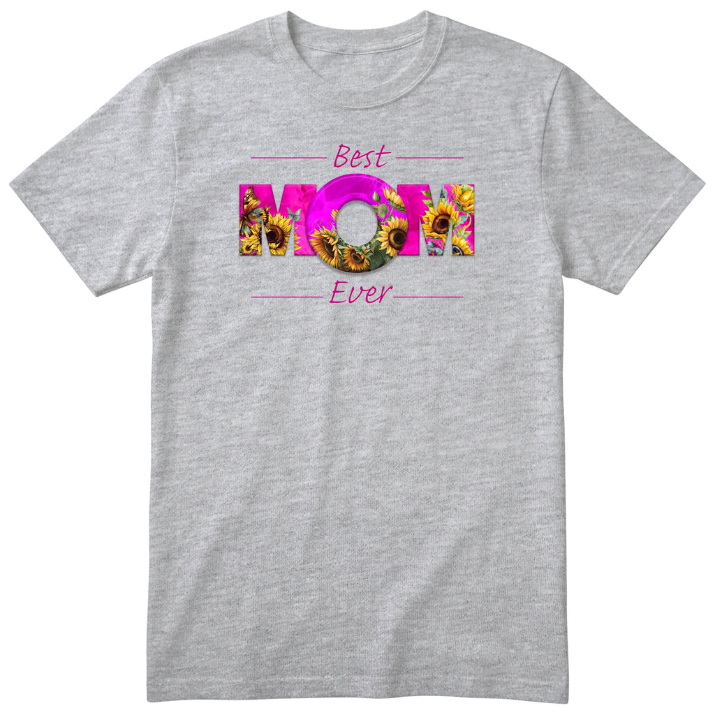 Best Mom Ever Pink Sunflower - Heather Grey
