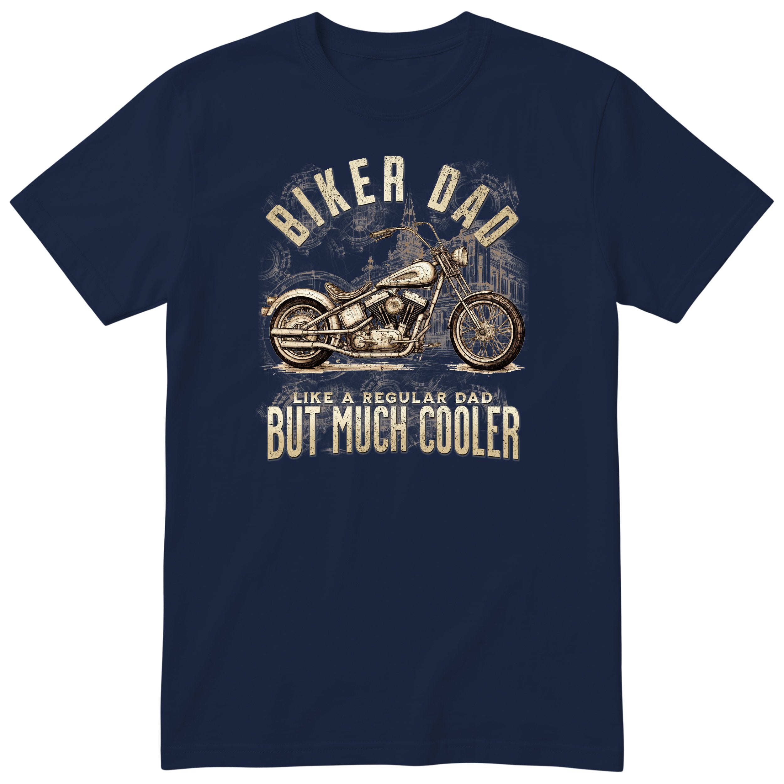 Biker Dad Chopper Motorcycle T-Shirt - Navy