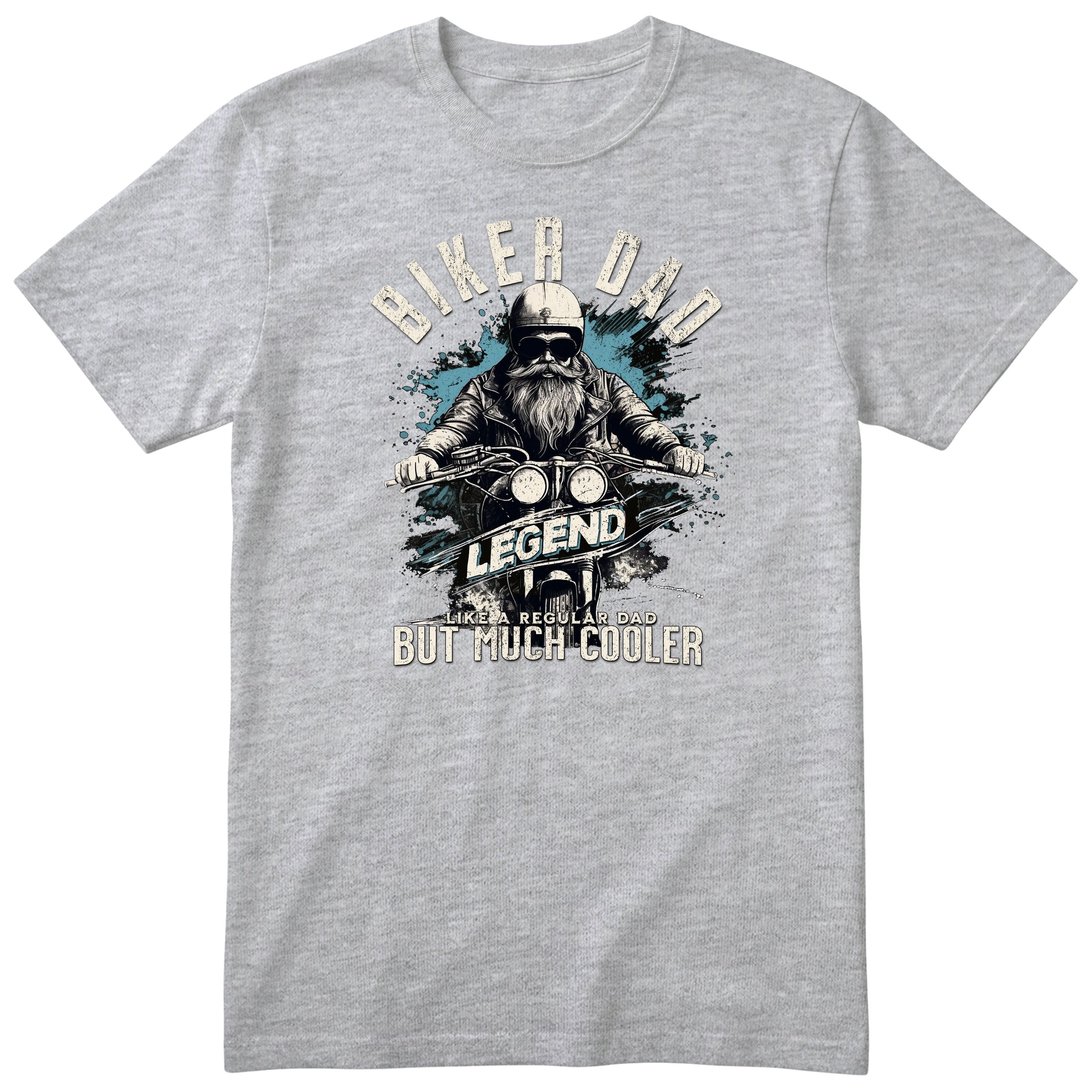 Biker Dad Legend Blue Motorcycle T-Shirt - Heather Grey