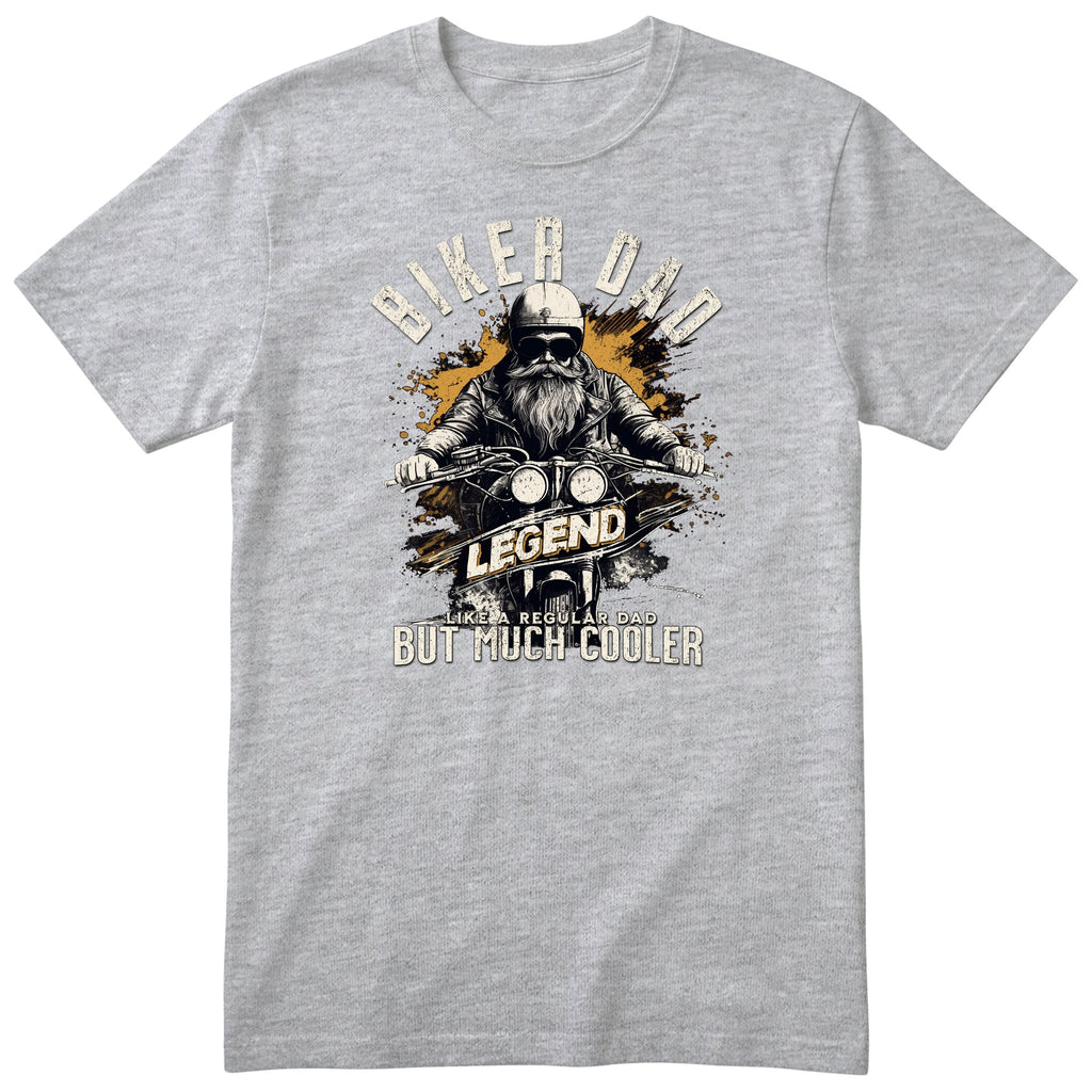 Biker Dad Legend Orange Motorcycle T-Shirt - Heather Grey