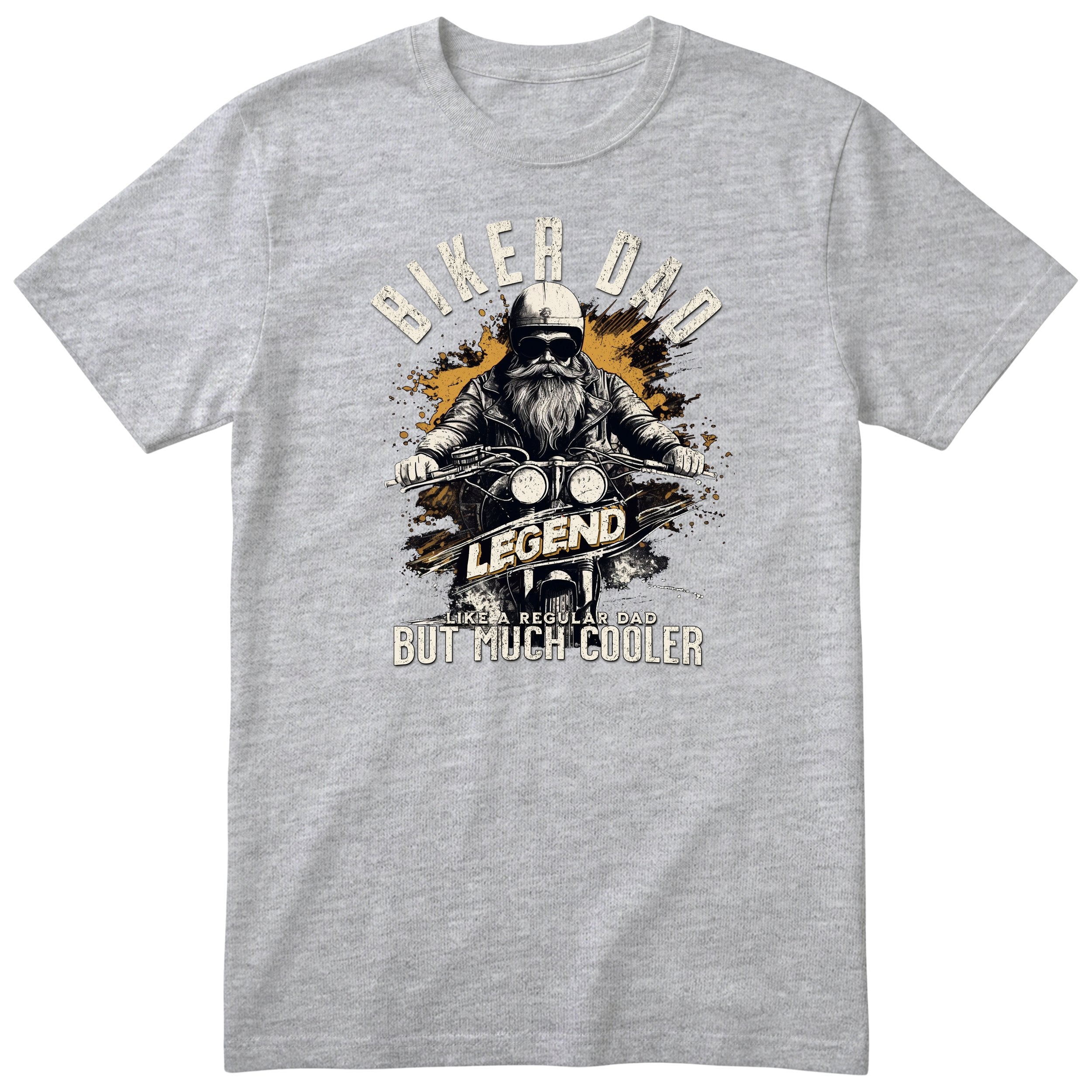 Biker Dad Legend Orange Motorcycle T-Shirt - Heather Grey