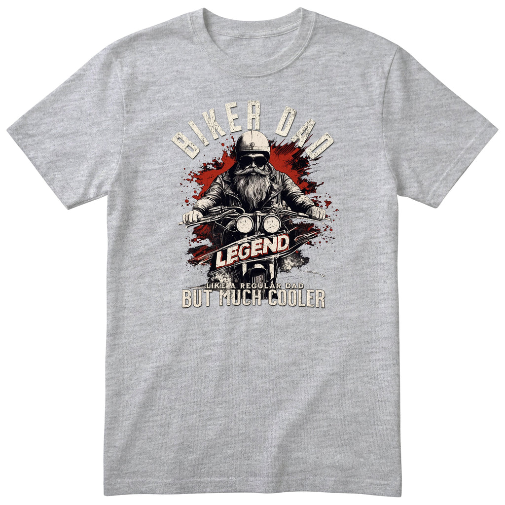 Biker Dad Legend Red Motorcycle T-Shirt - Heather Grey