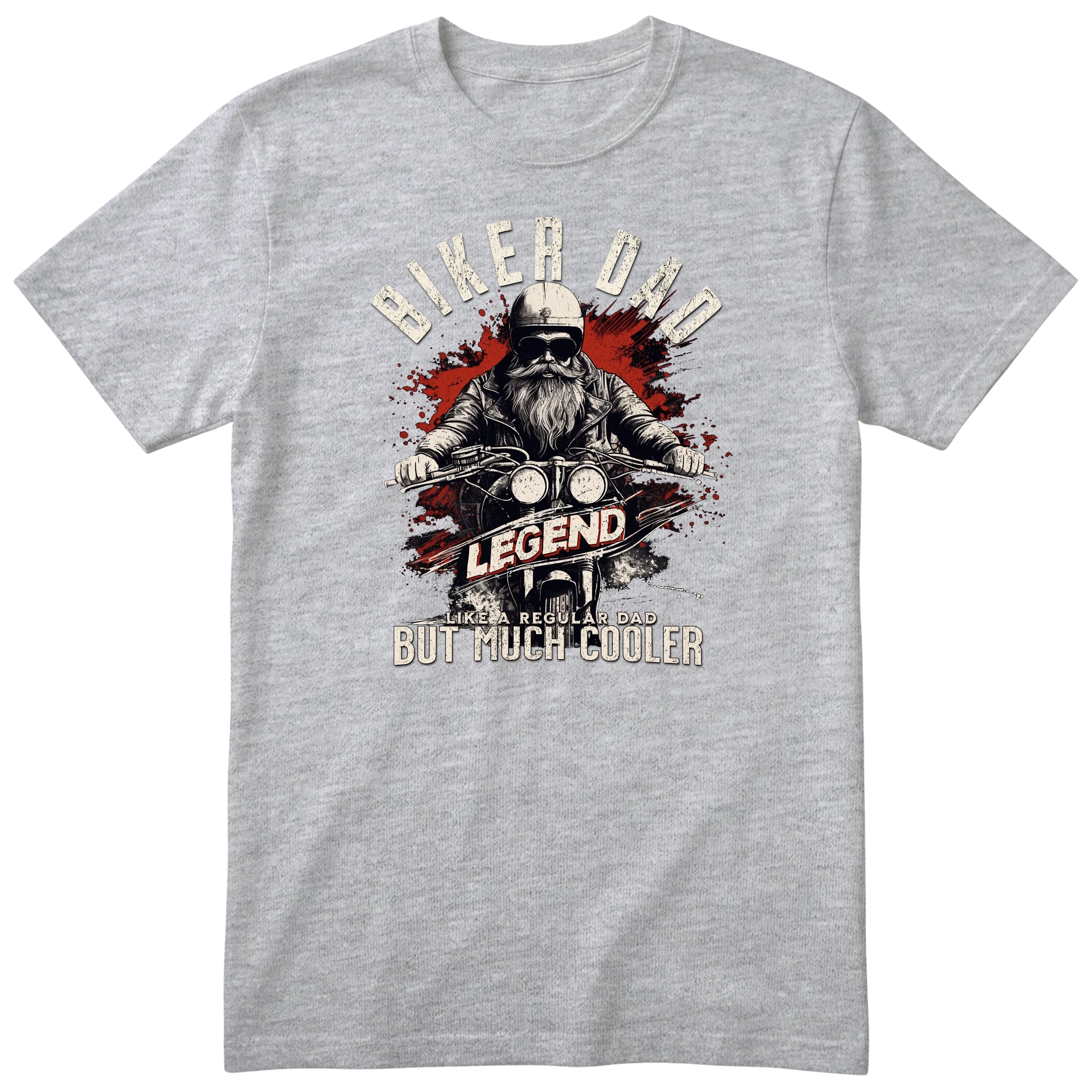 Biker Dad Legend Red Motorcycle T-Shirt - Heather Grey