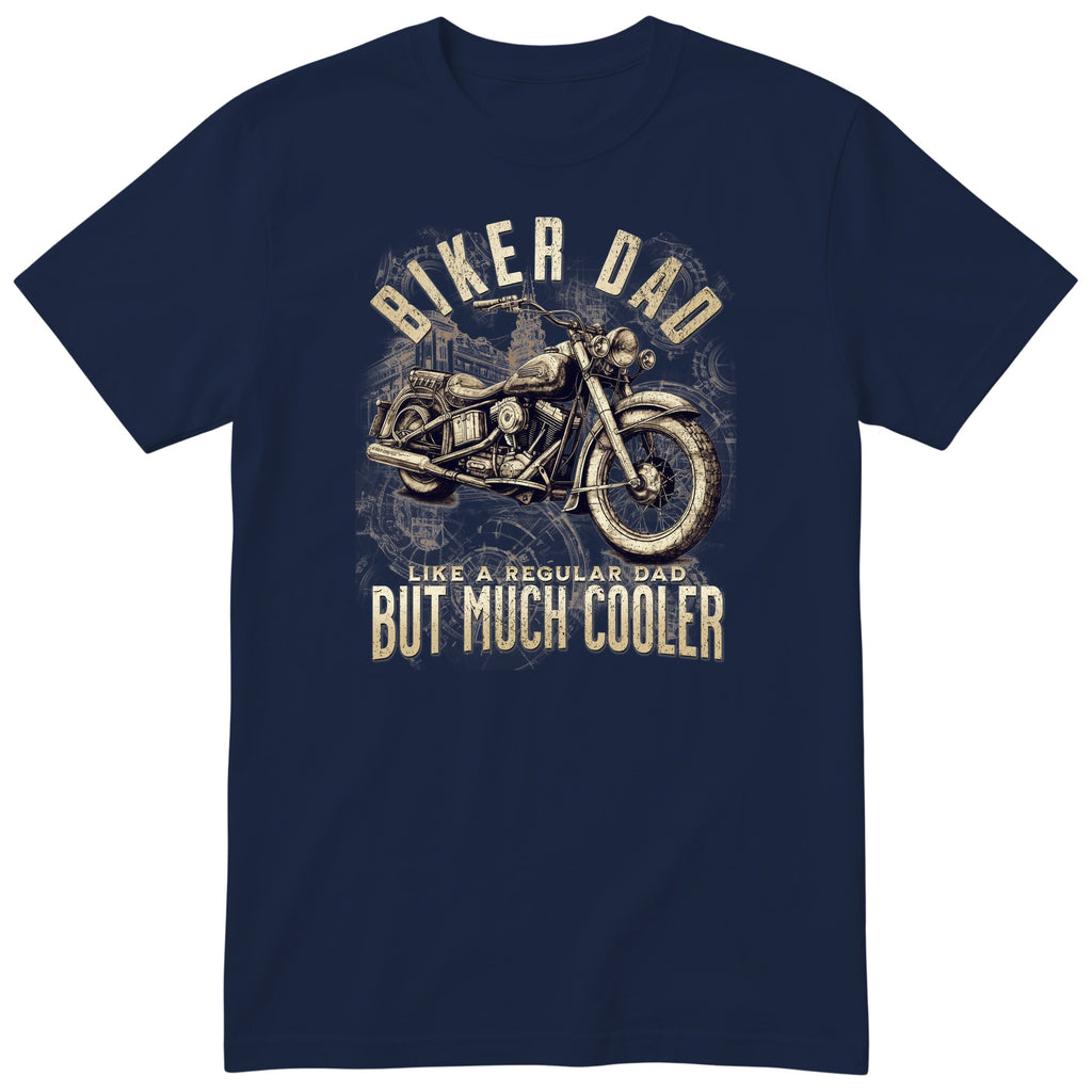 Biker Dad Vintage Motorcycle T-Shirt - Navy