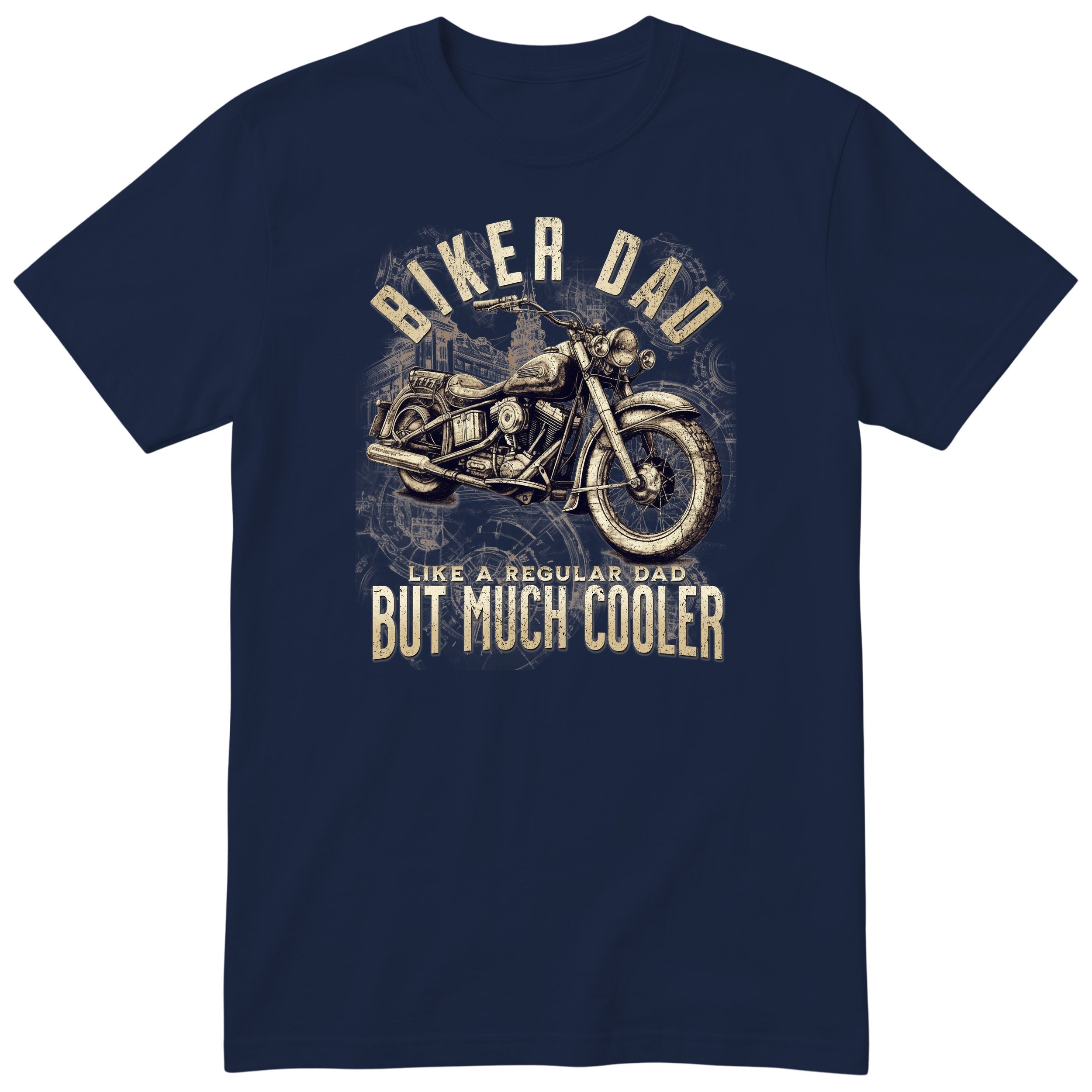 Biker Dad Vintage Motorcycle T-Shirt - Navy