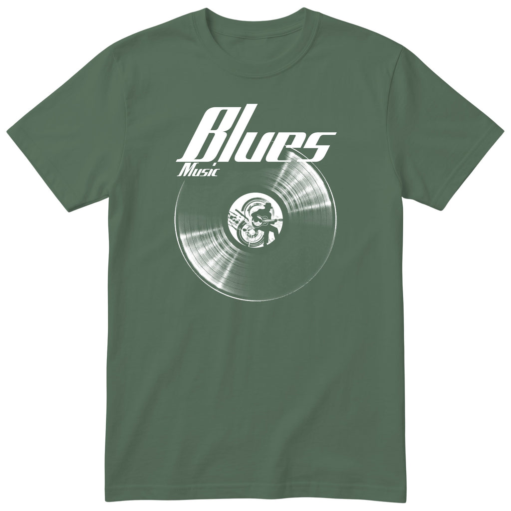 Olive Blues Music Vinyl Records t-shirt - vinyl record print, gift for blues fans, GitGraf