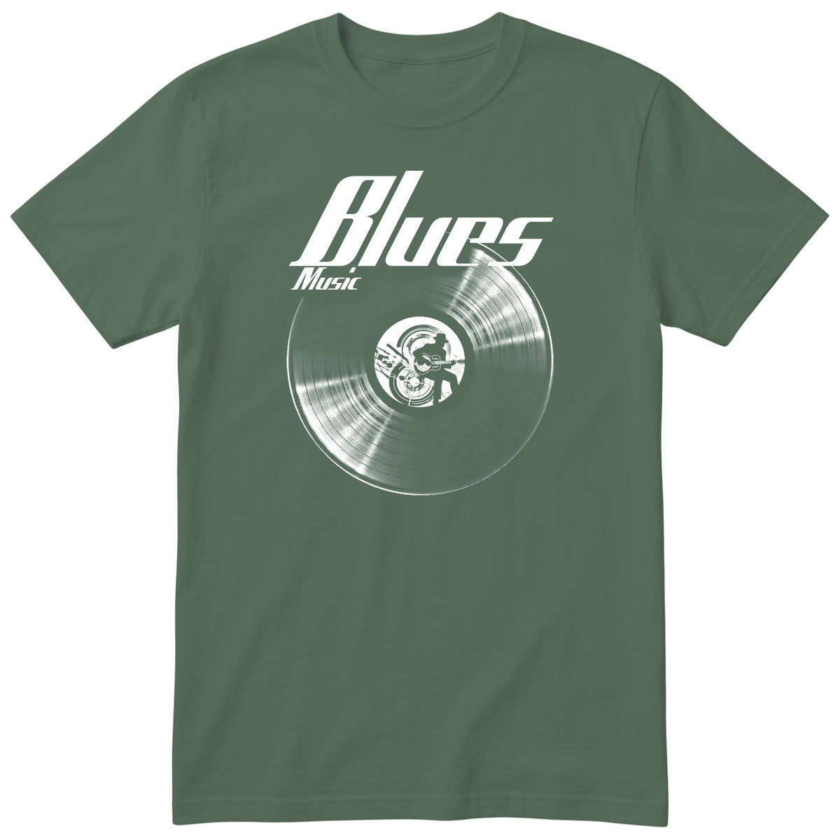 Olive Blues Music Vinyl Records t-shirt - vinyl record print, gift for blues fans, GitGraf