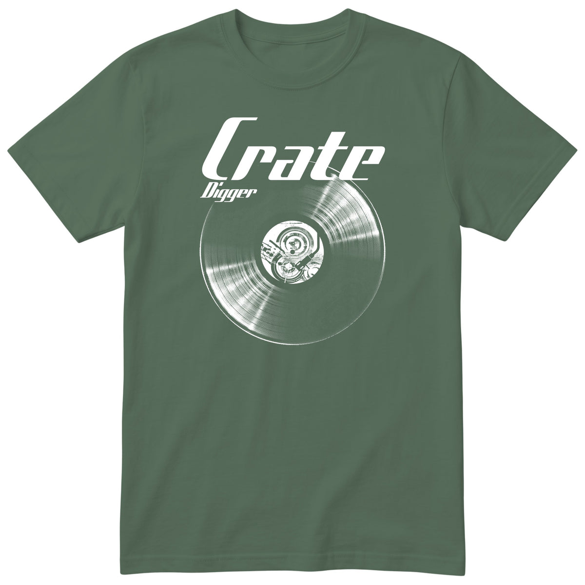 Olive Crate Digger Vinyl Records t-shirt - vinyl record print, gift for vinyl collectors, GitGraf