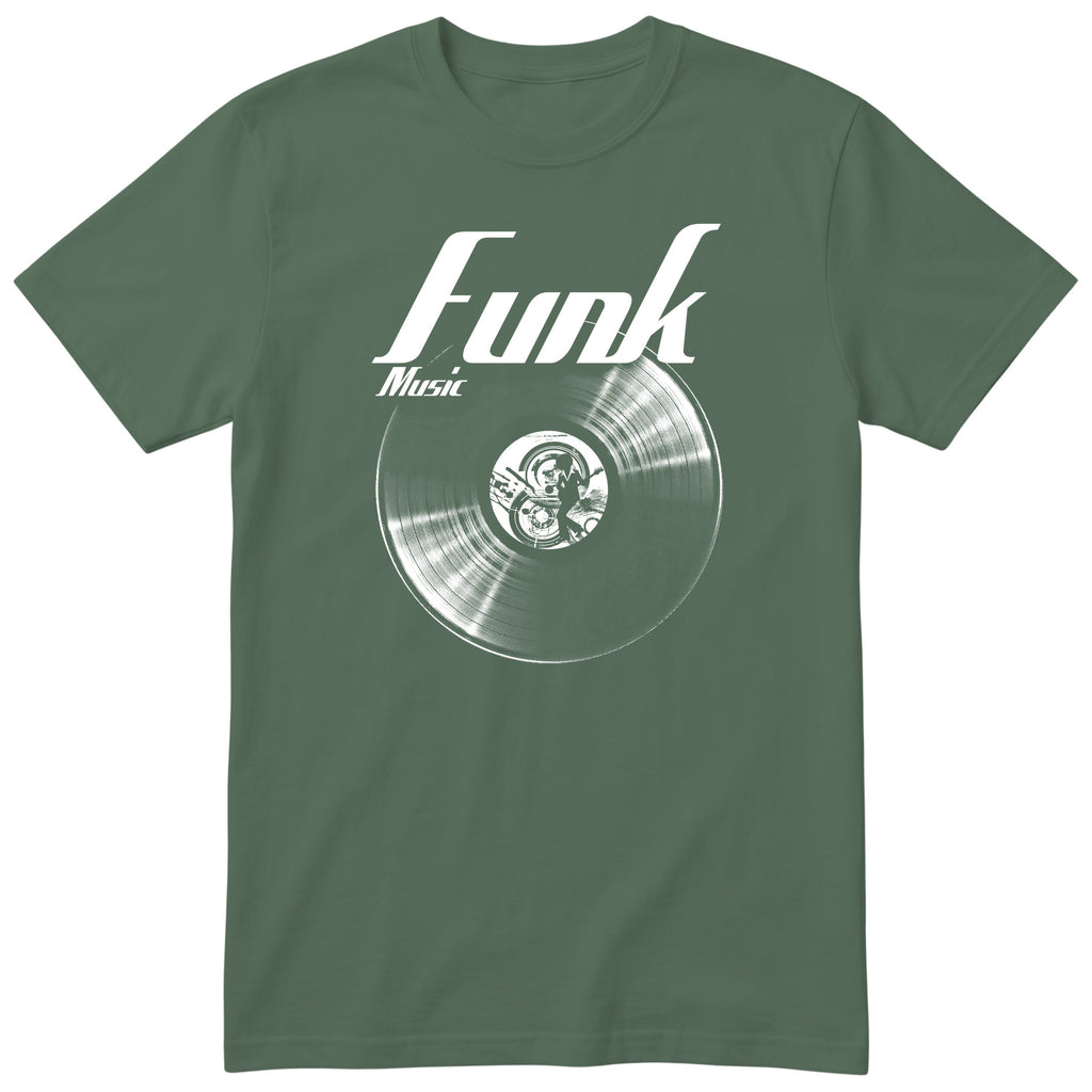 Olive Funk Music Vinyl Records t-shirt - vinyl record print, gift for funk fans, GitGraf