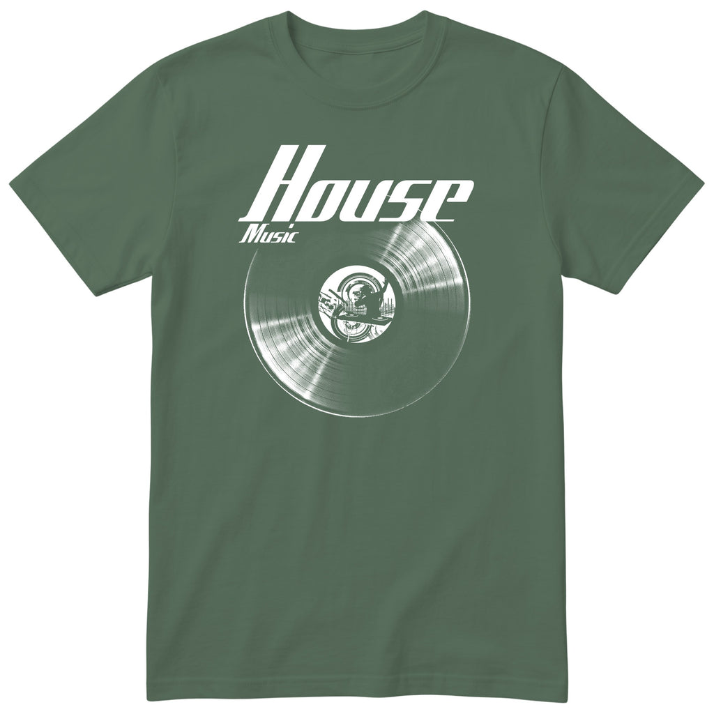 Olive House Music Vinyl Records t-shirt - vinyl record print, gift for DJs and house music fans, GitGraf