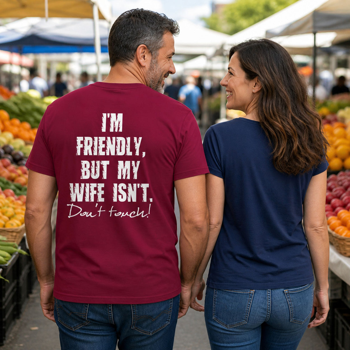 Koszulka dla Męża - I'm Friendly But My Wife Isn't | Od Żony