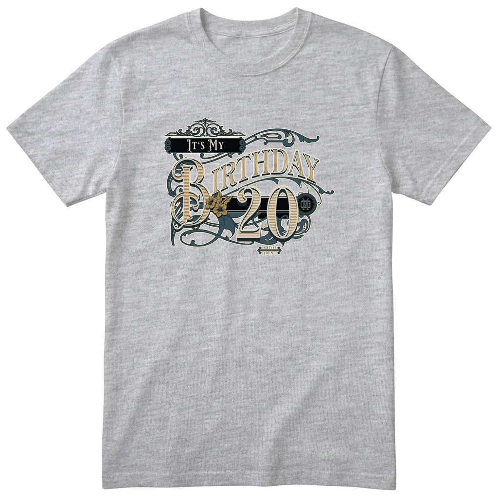 Its My Birthday 20 unisex vintage t-shirt Heather Grey