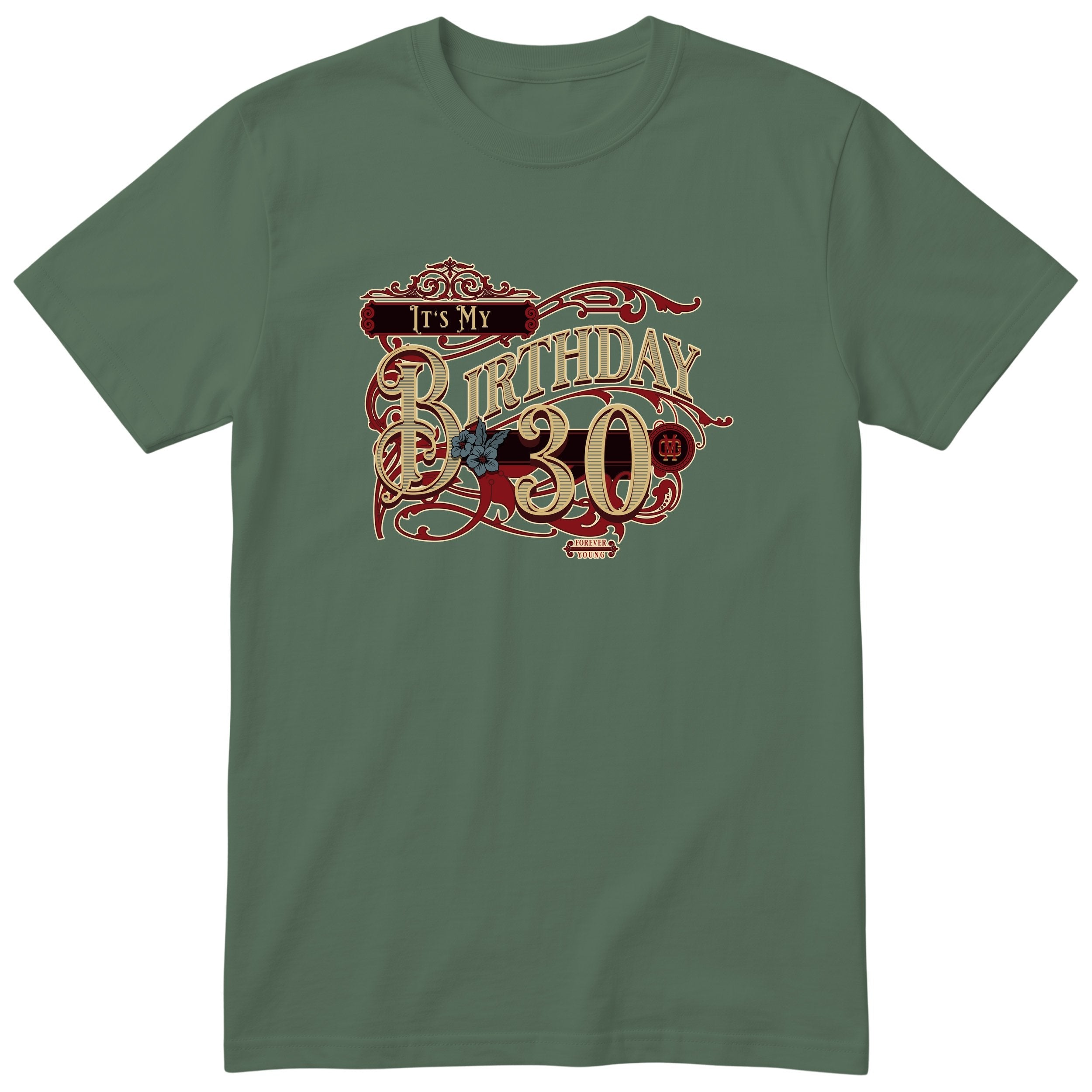 It's My Birthday 30 retro tee - olive
