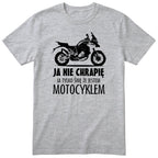 Szara koszulka motocyklowa „Ja Nie Chrapię” - prezent dla motocyklisty, polski nadruk