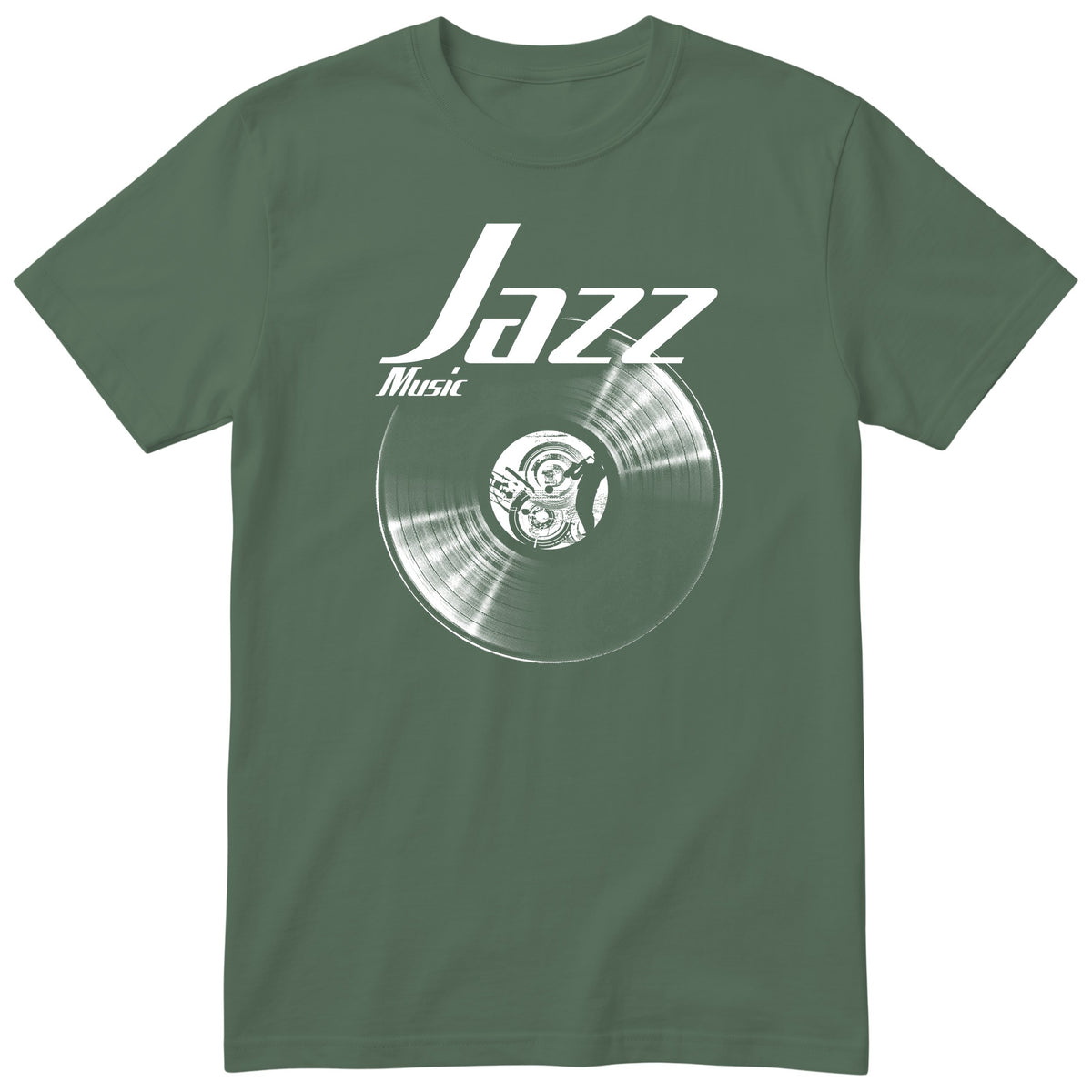 Olive Jazz Music Vinyl Records t-shirt - vinyl record print, gift for jazz lovers, GitGraf