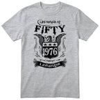 Heather Grey Life Begins At Fifty t-shirt - 50th birthday gift for him with an eagle crest