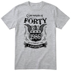 Heather Grey Life Begins At Forty t-shirt - 40th birthday gift for him with an eagle crest