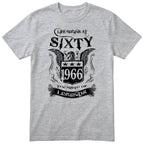 Heather Grey Life Begins At Sixty t-shirt - 60th birthday gift for him with an eagle crest