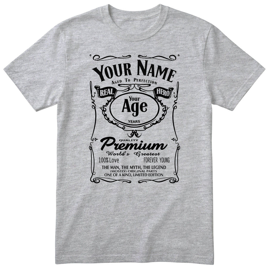 Legend Personalised Birthday T-Shirt for Him - Heather Grey