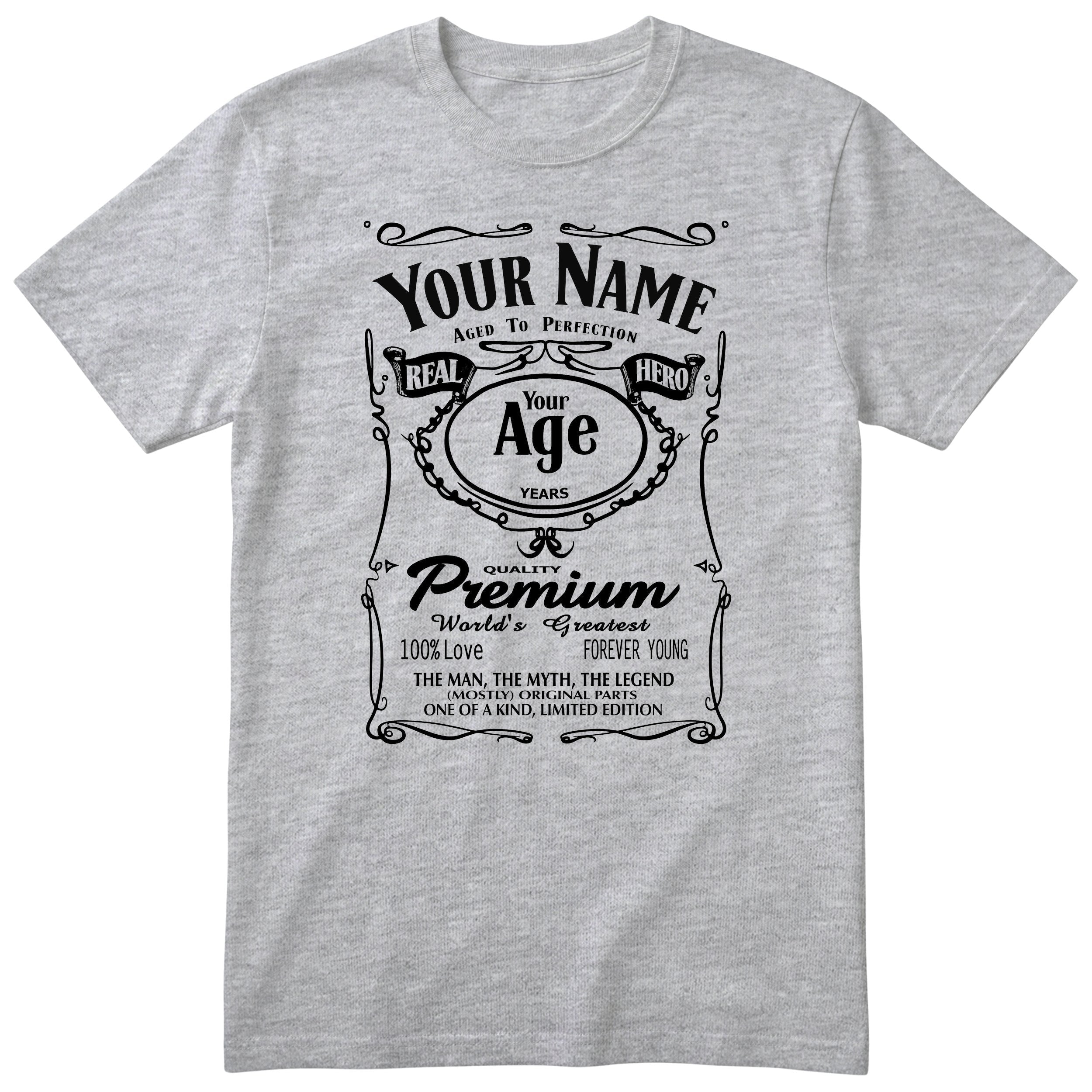 Legend Personalised Birthday T-Shirt for Him - Heather Grey