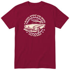 Built for Speed garage tee burgundy front