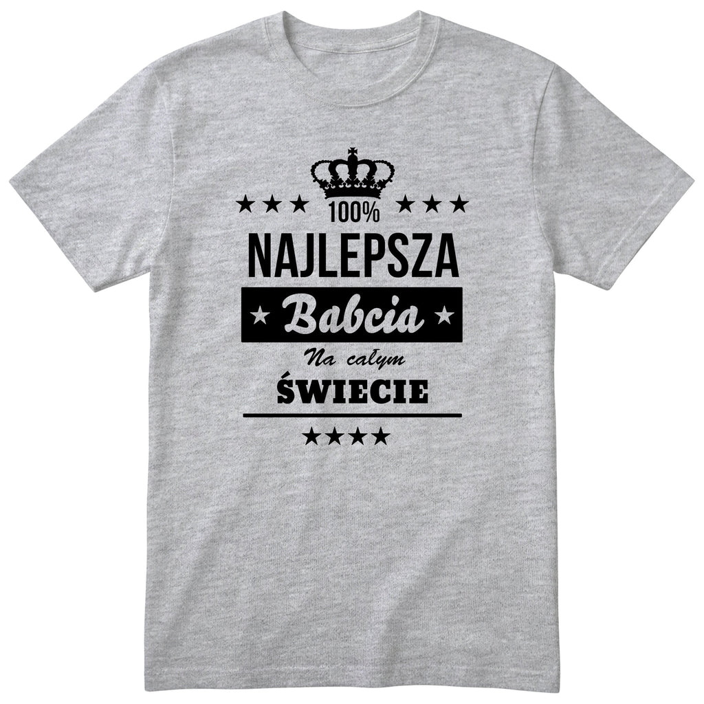 Koszulka Najlepsza Babcia Na Całym Świecie - kolor szary, prezent dla babci